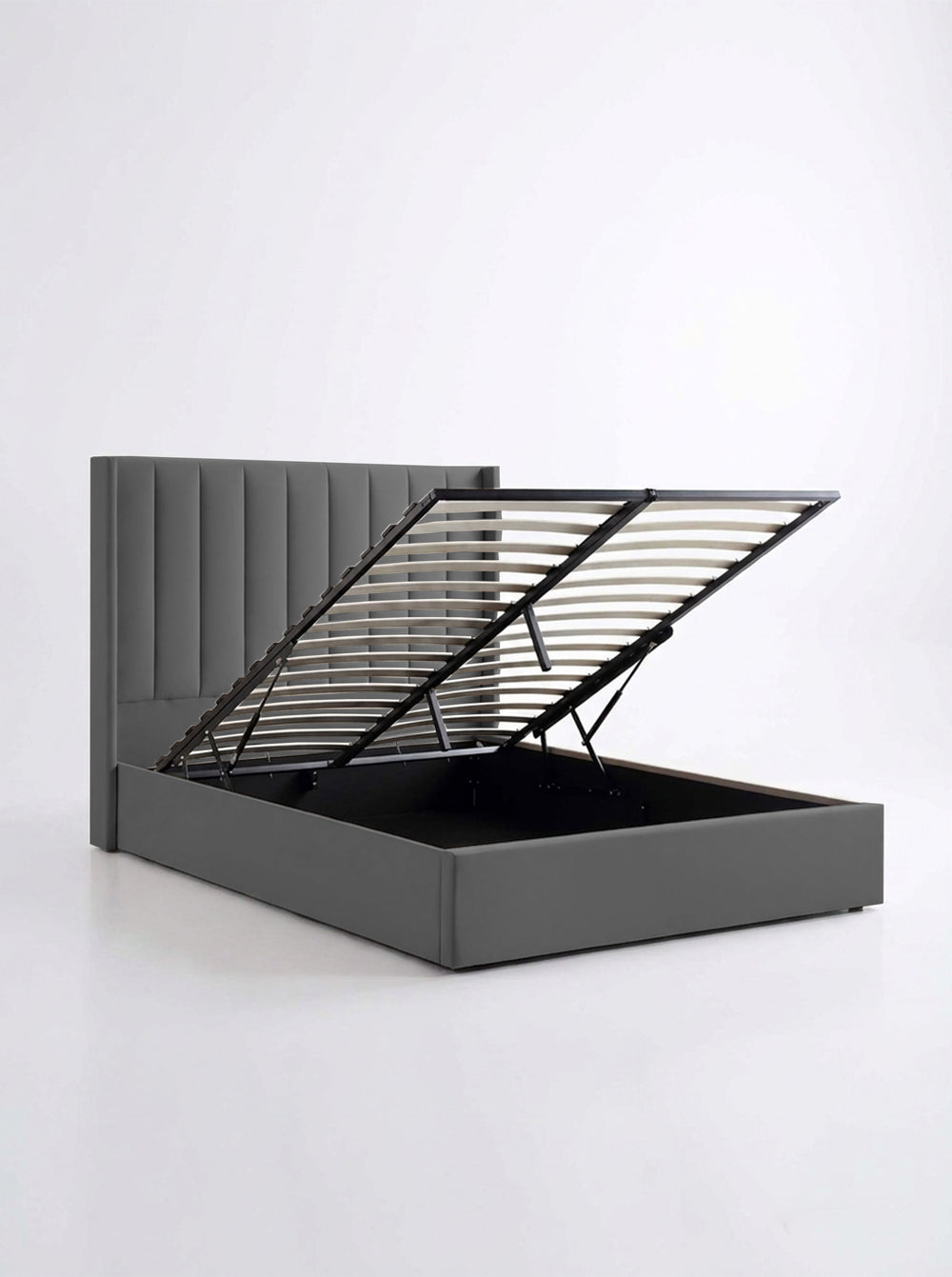 Hampton ottoman bed with the base lifted to show its storage