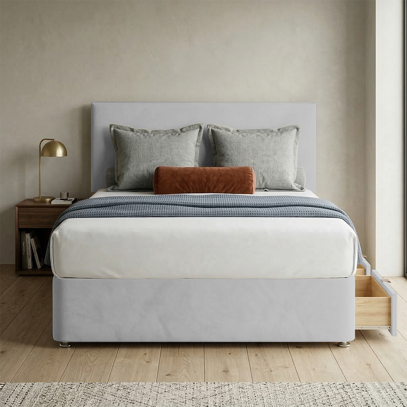 Victoria Plush Velvet Divan Bed, Headboard