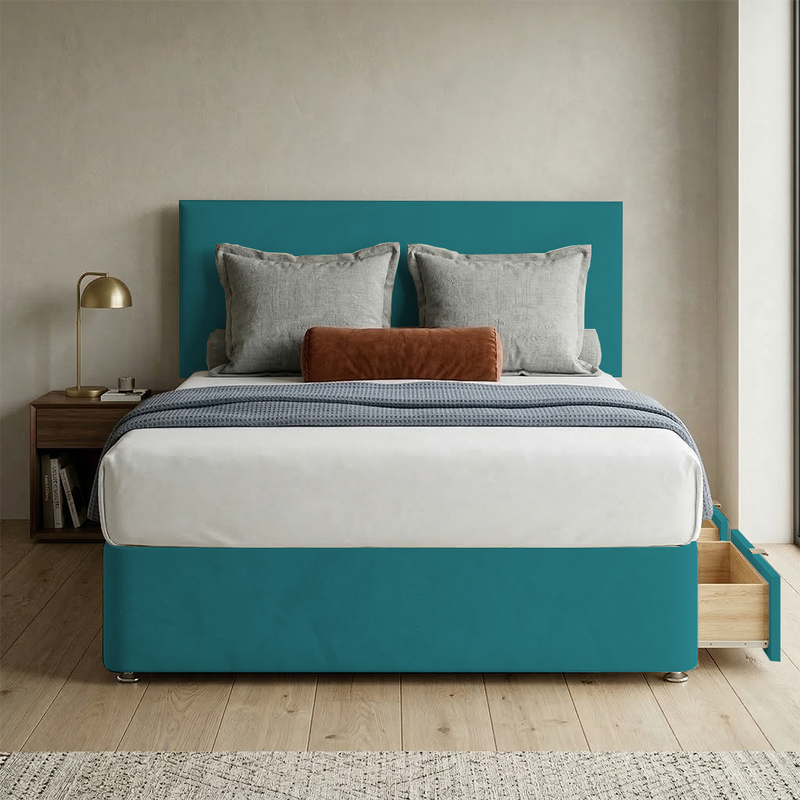 Victoria Plush Velvet Divan Bed, Headboard