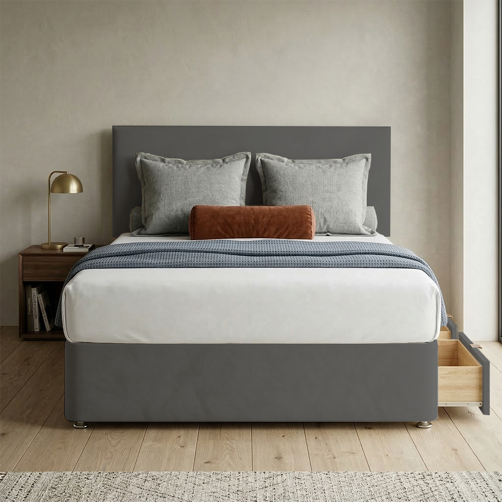 Victoria Plush Velvet Divan Bed, Headboard