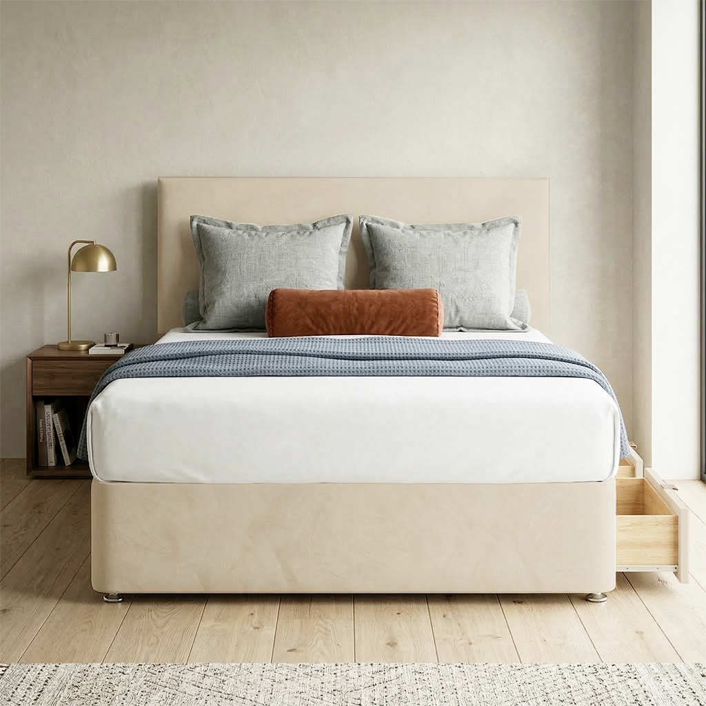 Victoria Plush Velvet Divan Bed, Headboard