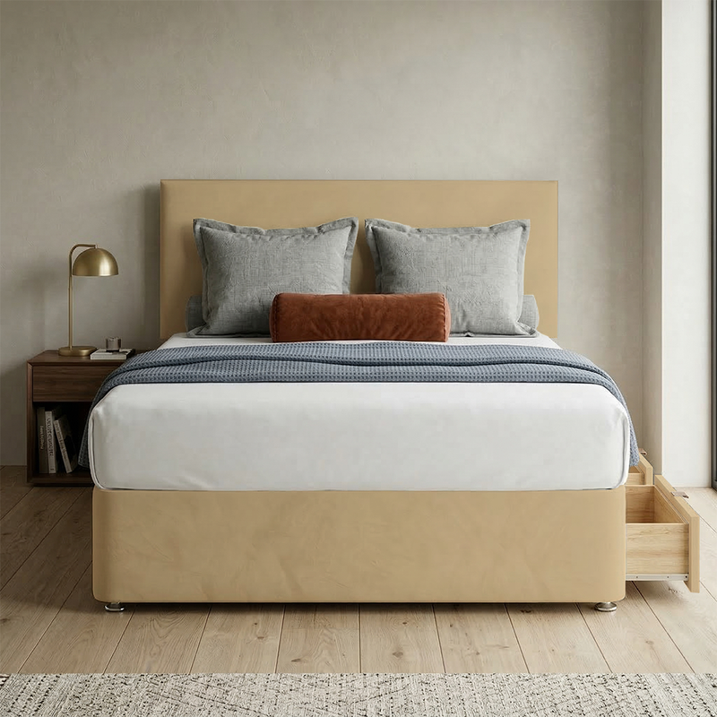 Victoria Plush Velvet Divan Bed, Headboard