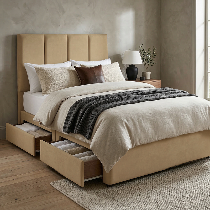 Stafford Plush Velvet Divan Bed, 50" Headboard