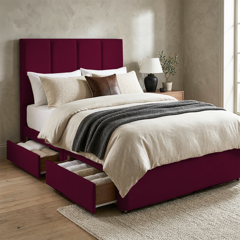 Stafford Plush Velvet Divan Bed, 50" Headboard