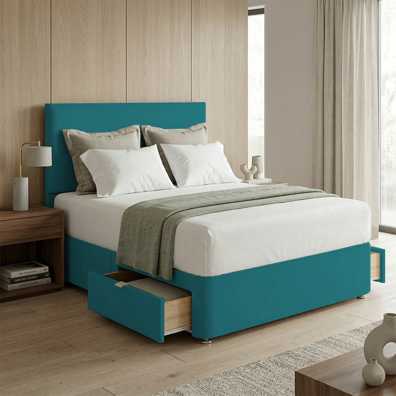 Victoria Plush Velvet Divan Bed, 50" Headboard