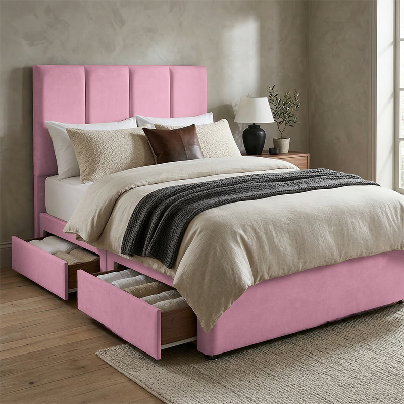 Stafford Plush Velvet Divan Bed, 50" Headboard