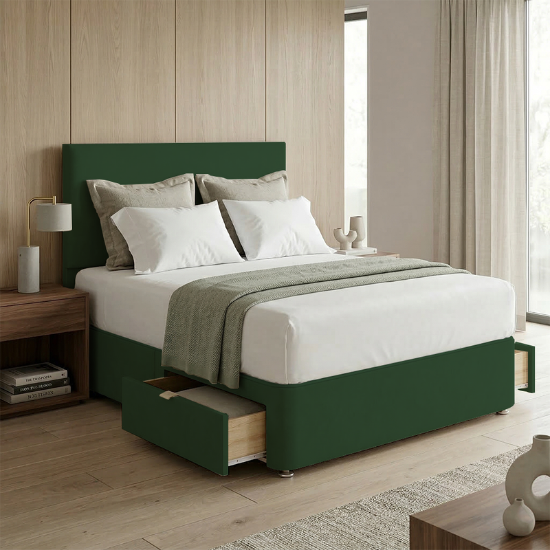 Victoria Plush Velvet Divan Bed, 50" Headboard