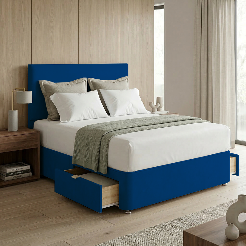 Victoria Plush Velvet Divan Bed, 50" Headboard