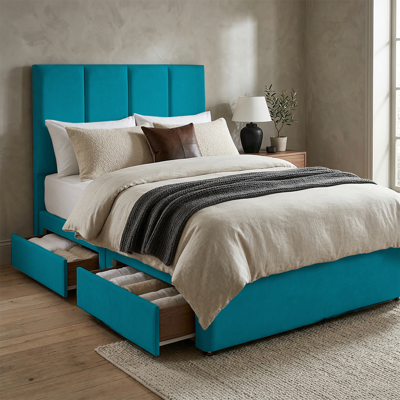 Stafford Plush Velvet Divan Bed, 50" Headboard