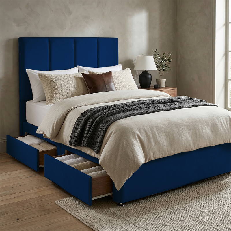 Stafford Plush Velvet Divan Bed, 50" Headboard