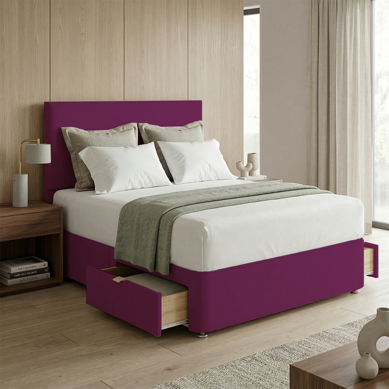 Victoria Plush Velvet Divan Bed, 50" Headboard