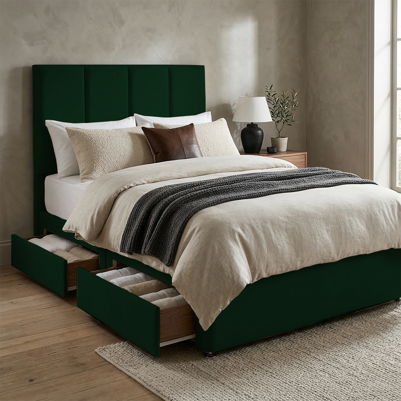Stafford Plush Velvet Divan Bed, 50" Headboard