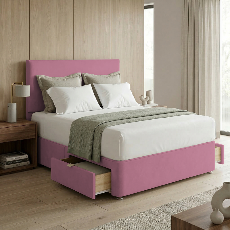 Victoria Plush Velvet Divan Bed, 50" Headboard