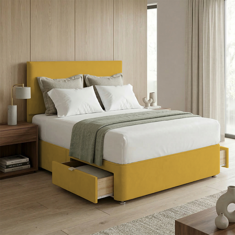 Victoria Plush Velvet Divan Bed, 50" Headboard