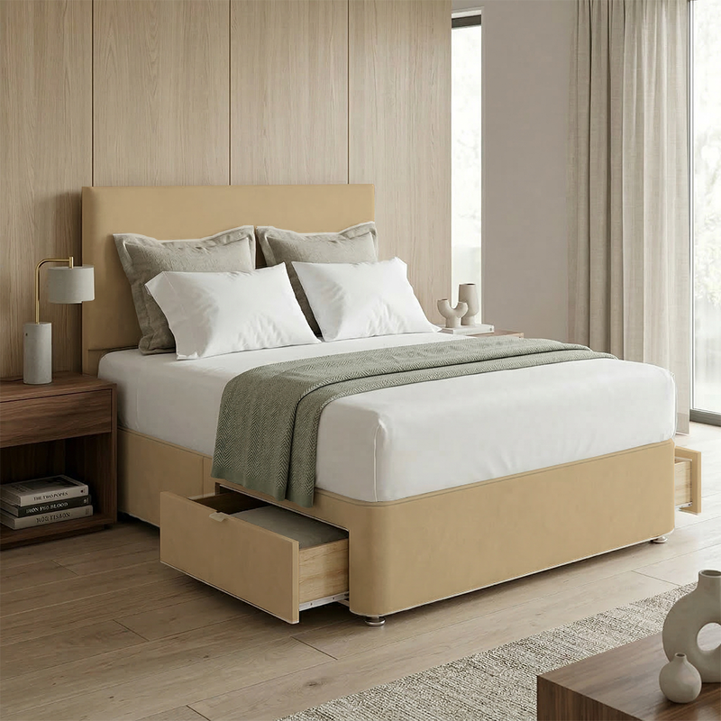 Victoria Plush Velvet Divan Bed, 50" Headboard