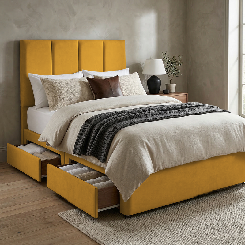 Stafford Plush Velvet Divan Bed, 50" Headboard