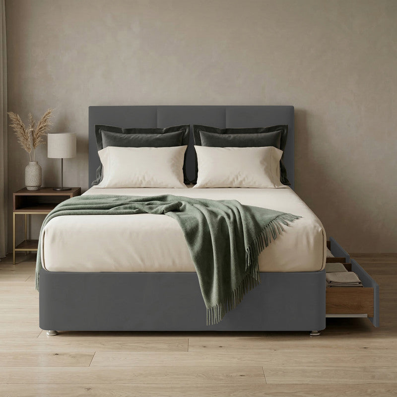 Alton Plush Velvet Divan Bed, Headboard