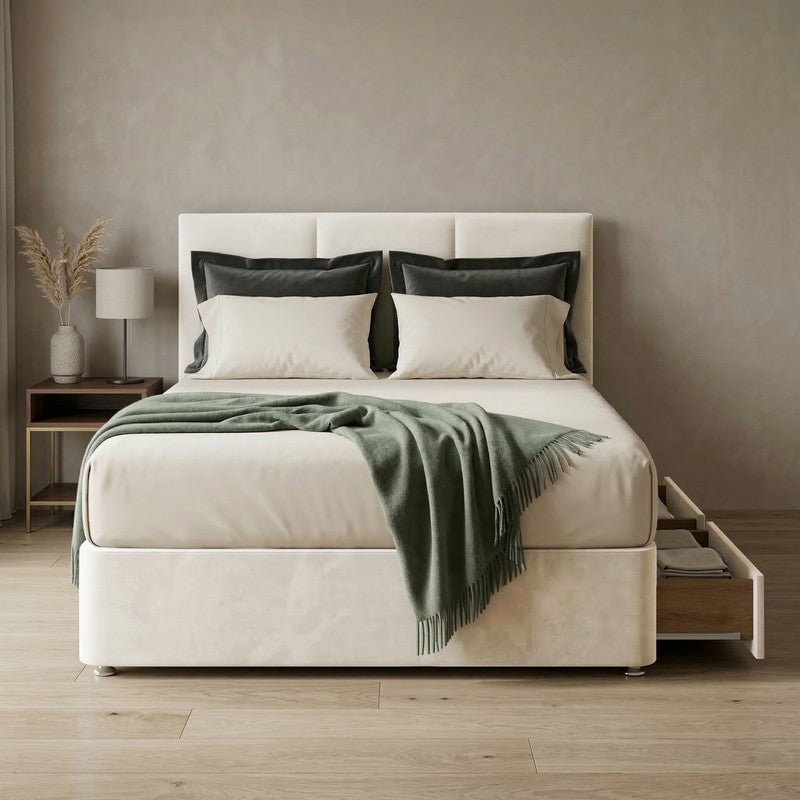 Alton Plush Velvet Divan Bed, Headboard