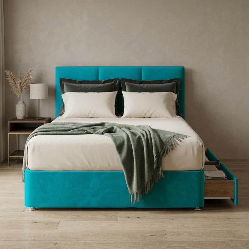 Alton Plush Velvet Divan Bed, Headboard