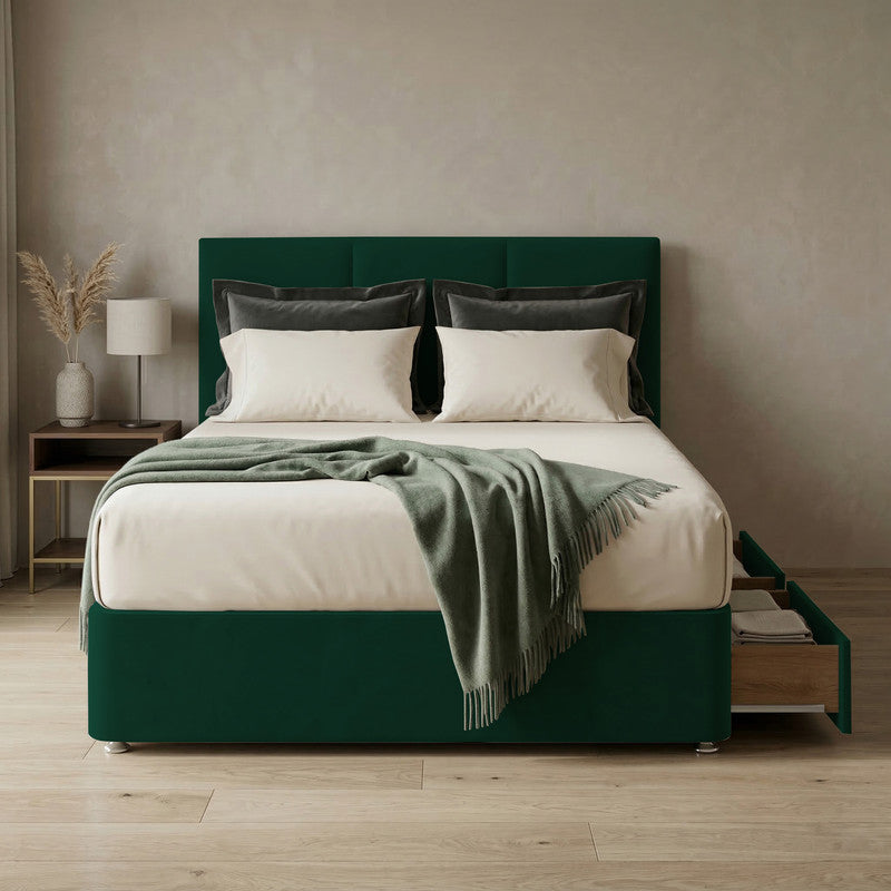 Alton Plush Velvet Divan Bed, Headboard
