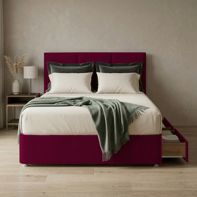 Alton Plush Velvet Divan Bed, Headboard