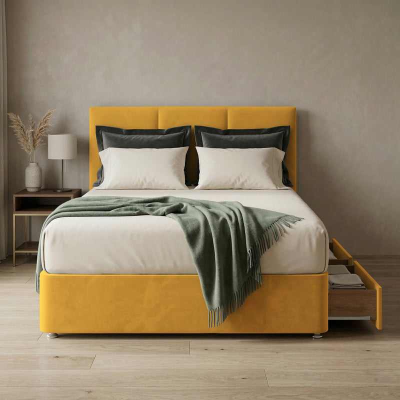 Alton Plush Velvet Divan Bed, Headboard