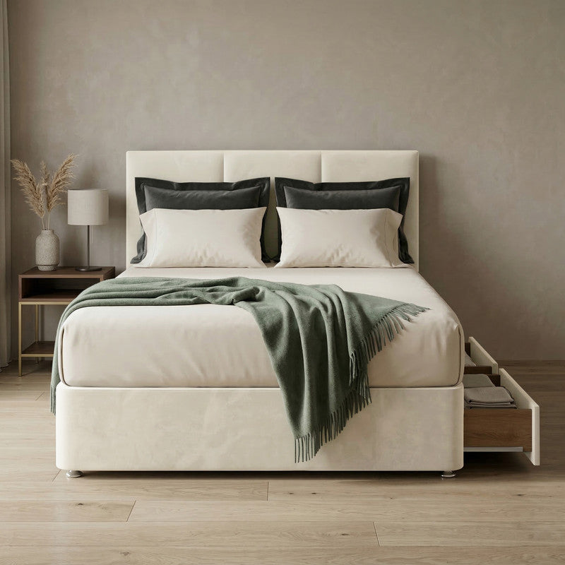 Alton Plush Velvet Divan Bed, Headboard