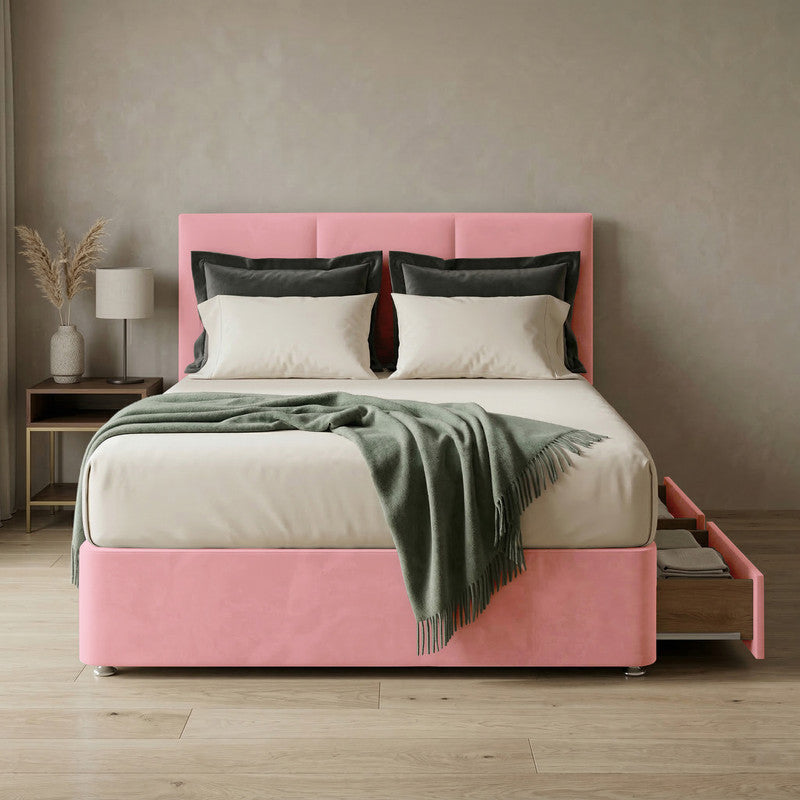 Alton Plush Velvet Divan Bed, Headboard