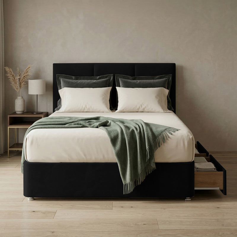 Alton Plush Velvet Divan Bed, Headboard
