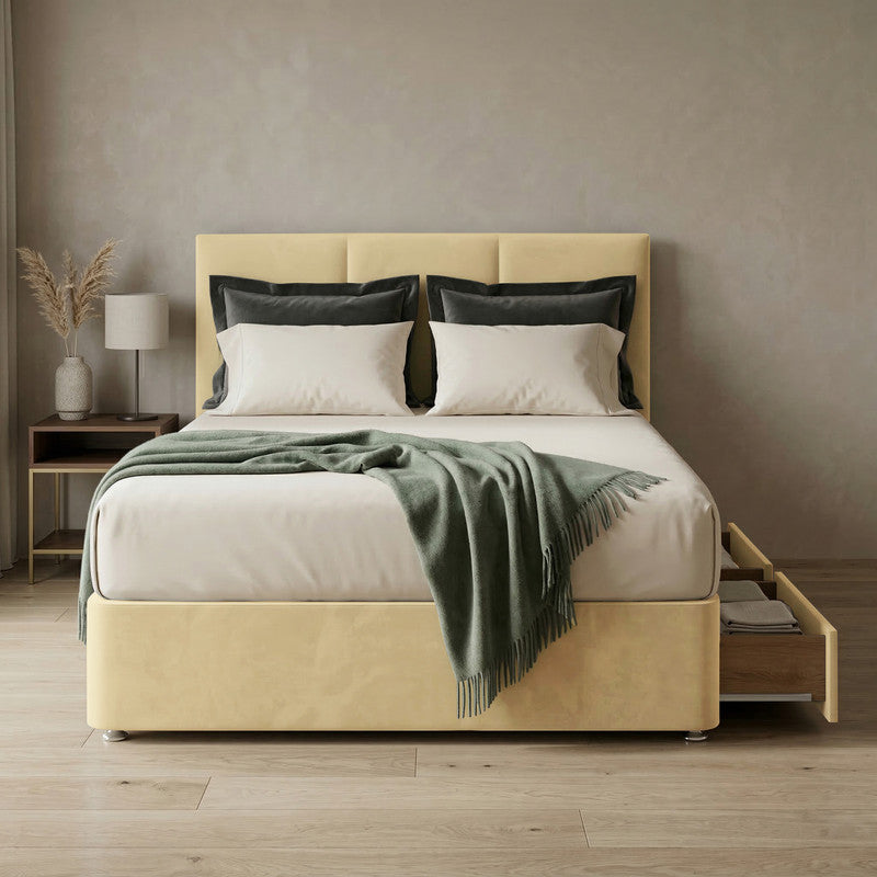 Alton Plush Velvet Divan Bed, Headboard