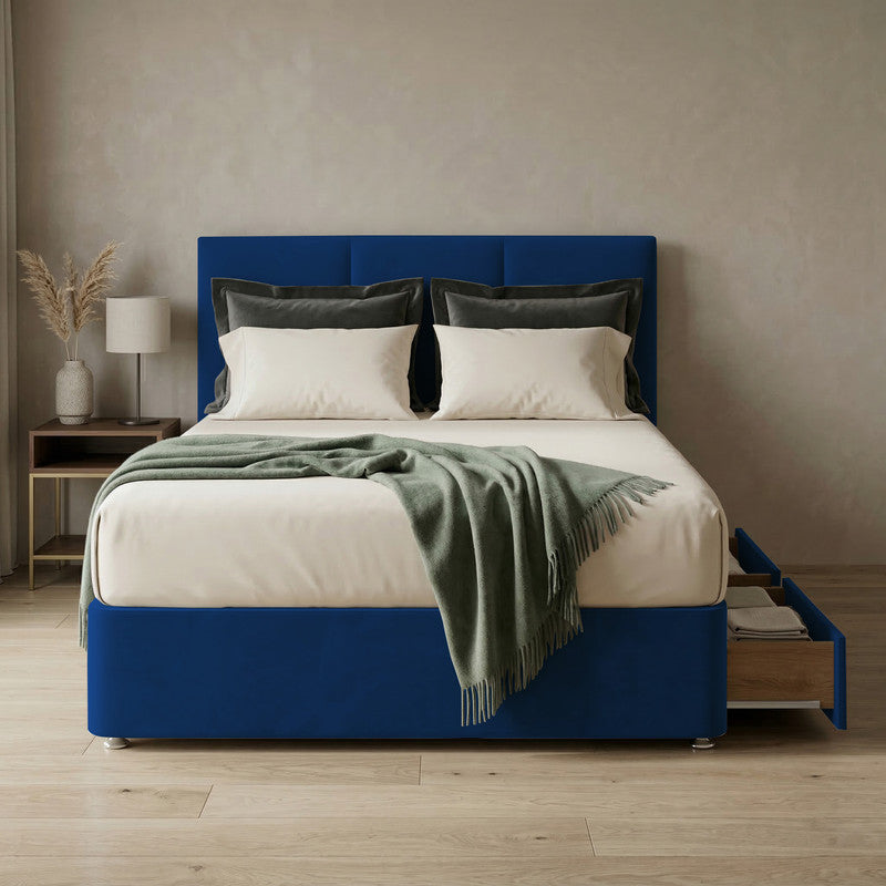 Alton Plush Velvet Divan Bed, Headboard