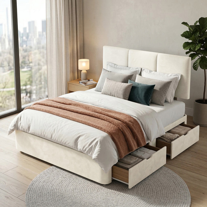 Alton Plush Velvet Divan Bed, Headboard
