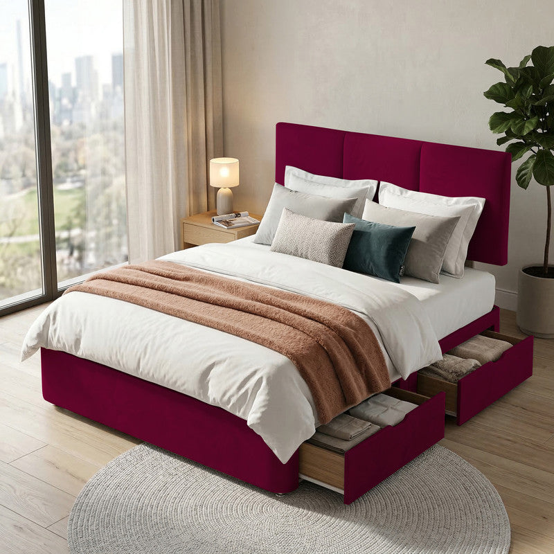 Alton Plush Velvet Divan Bed, Headboard