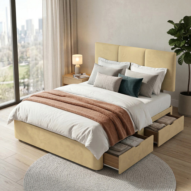 Alton Plush Velvet Divan Bed, Headboard