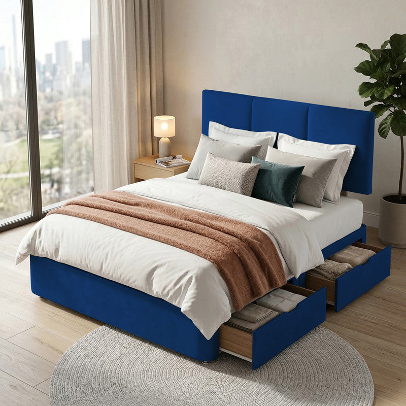 Alton Plush Velvet Divan Bed, Headboard