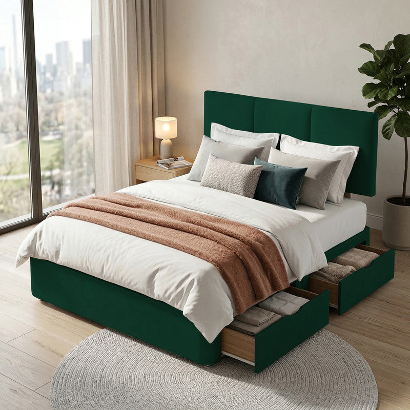 Alton Plush Velvet Divan Bed, Headboard