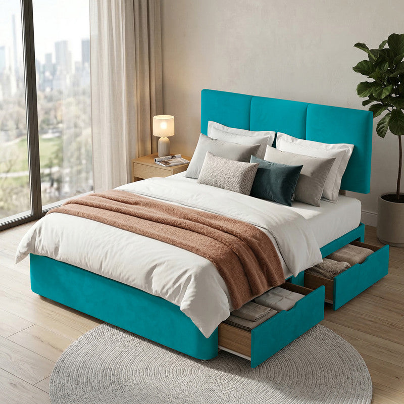 Alton Plush Velvet Divan Bed, Headboard