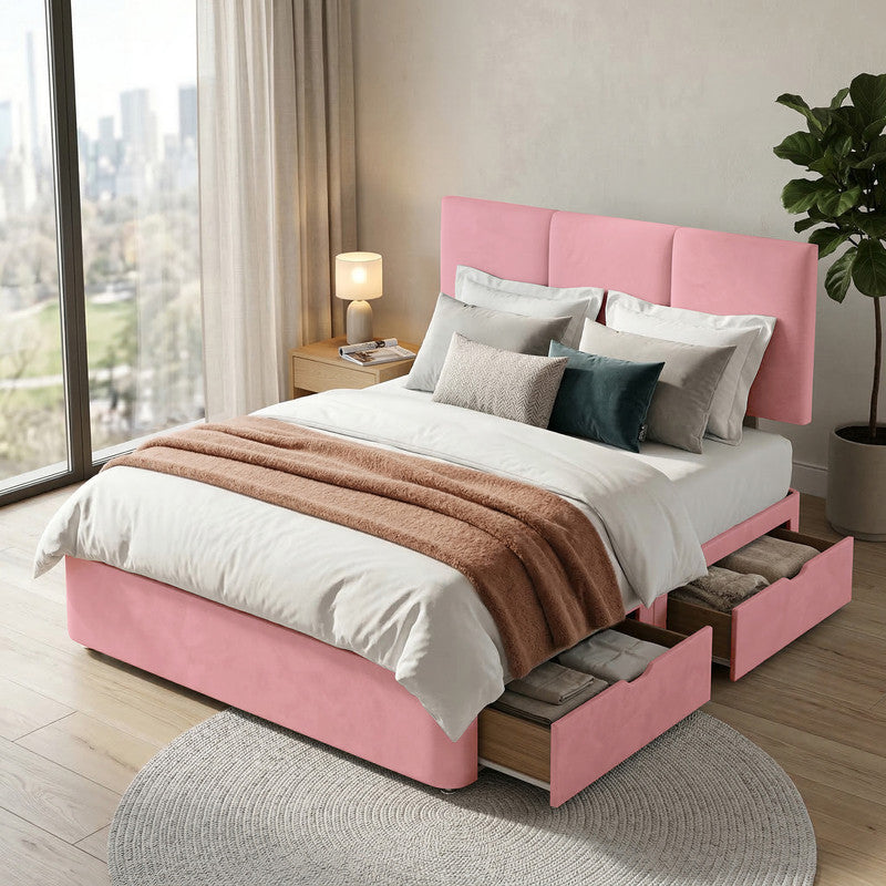 Alton Plush Velvet Divan Bed, Headboard
