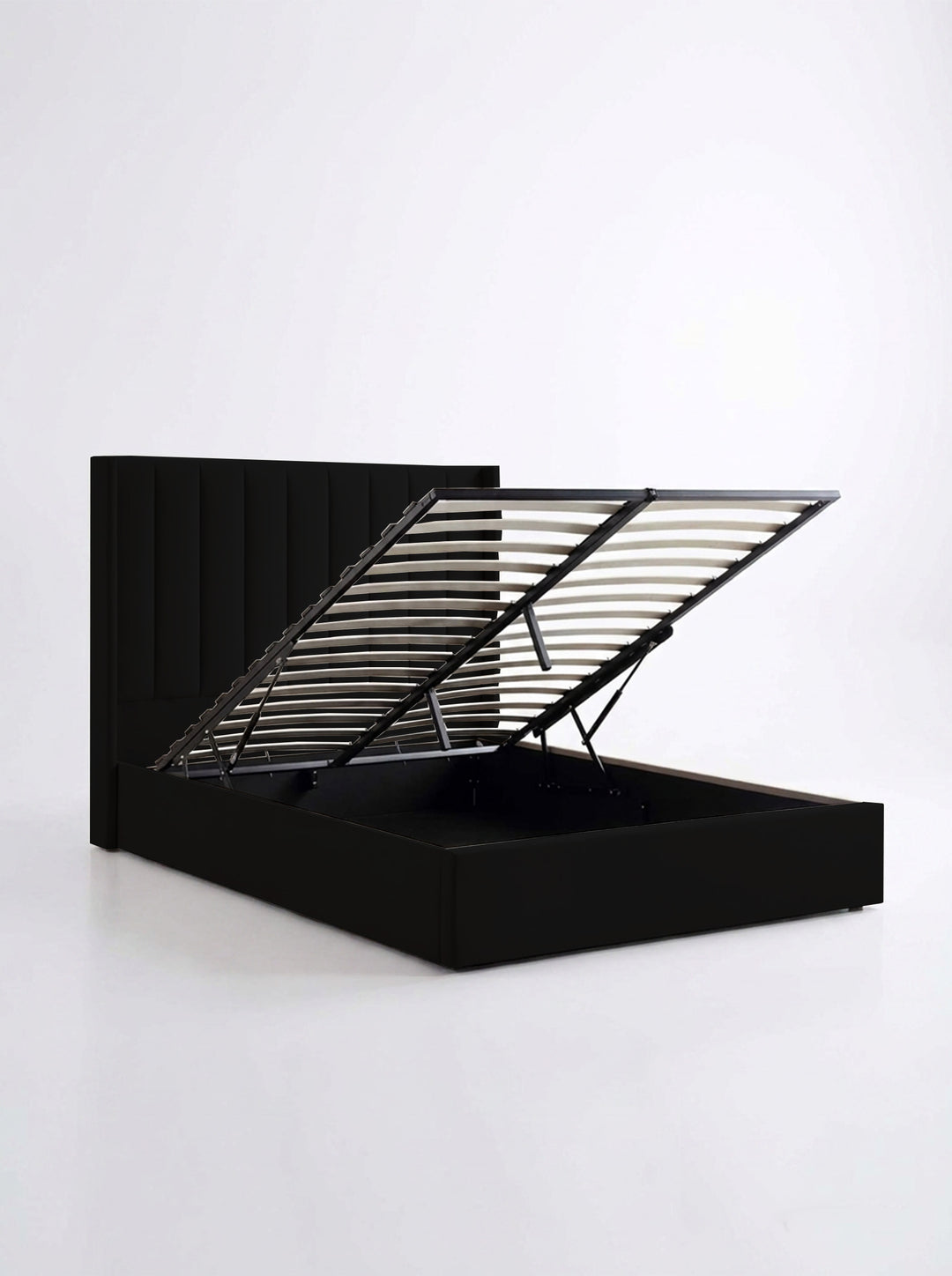 Hampton Winged Plush Velvet Ottoman Sleigh Bed