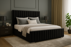 Portland Plush Velvet Sleigh Bed