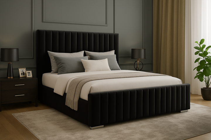 Portland Plush Velvet Sleigh Bed