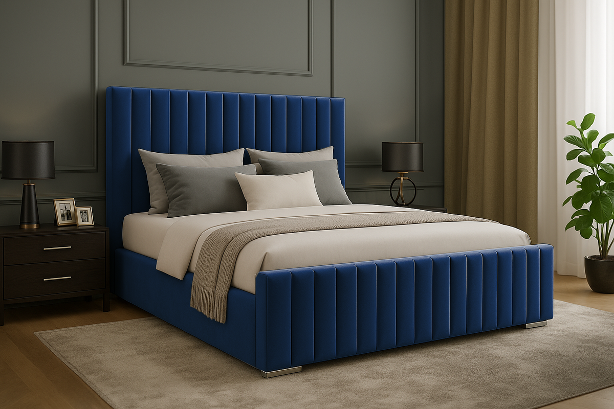 Portland Plush Velvet Sleigh Bed