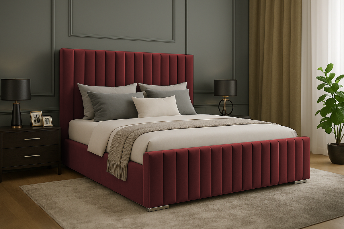 Portland Plush Velvet Sleigh Bed