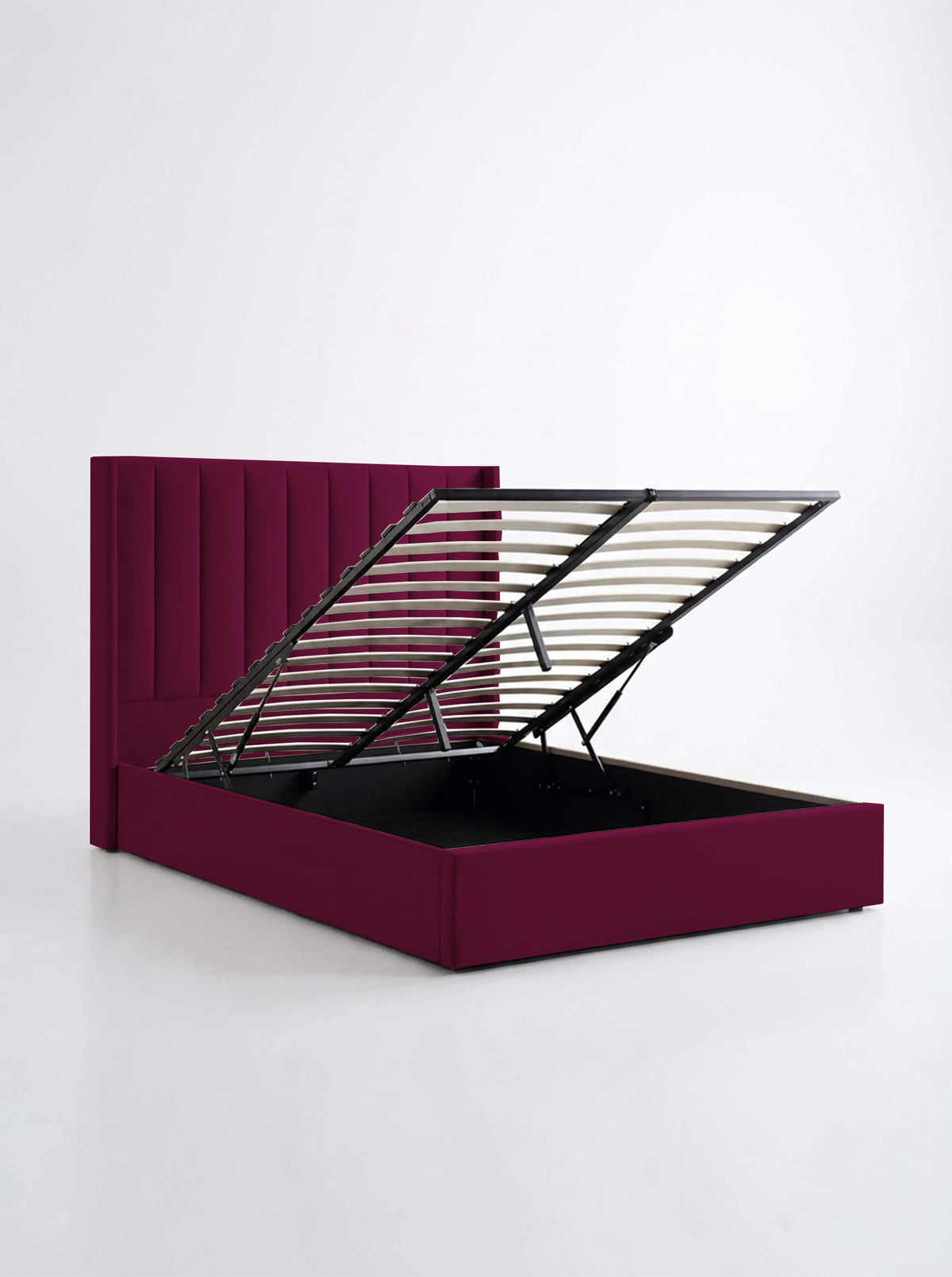 Hampton Winged Plush Velvet Ottoman Sleigh Bed