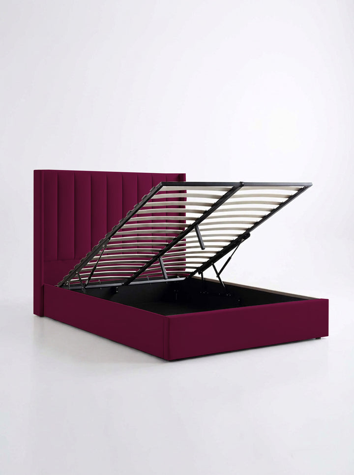 Hampton Winged Plush Velvet Ottoman Sleigh Bed