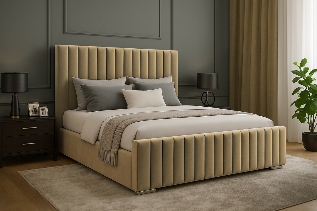 Portland Plush Velvet Sleigh Bed