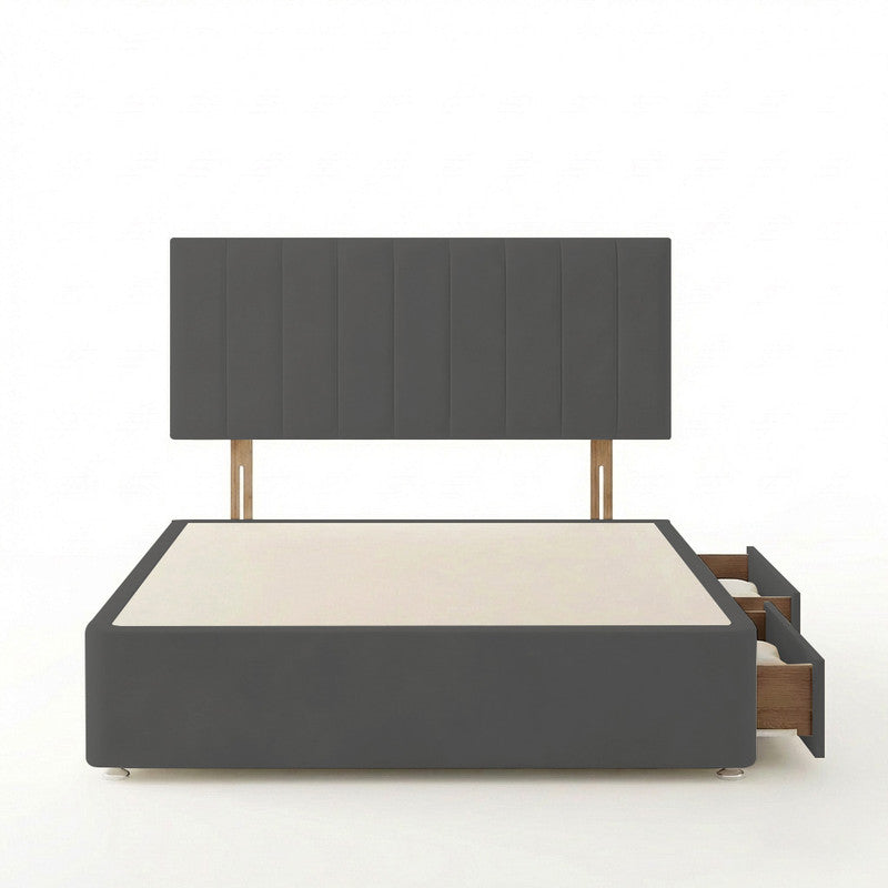 Portland Plush Velvet Divan Bed, Headboard