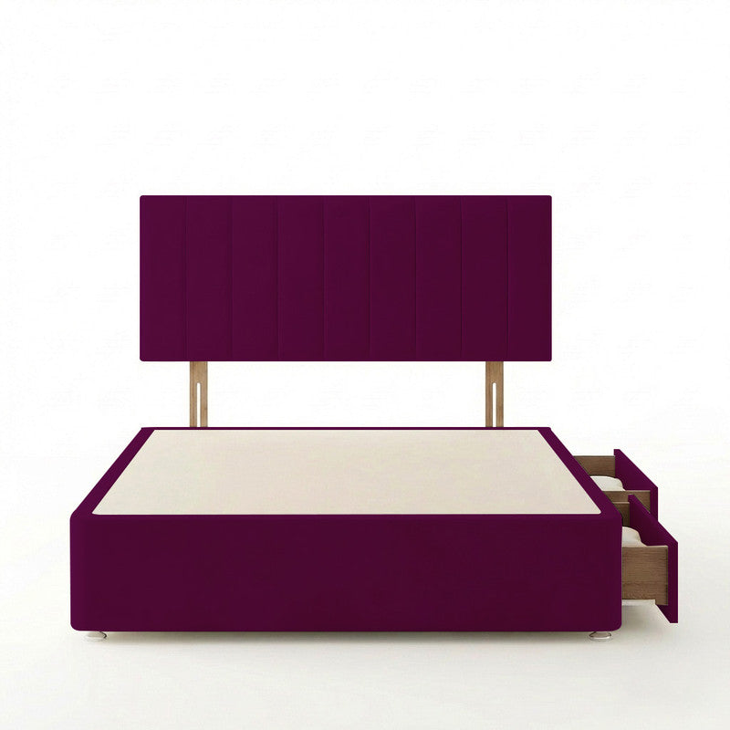 Portland Plush Velvet Divan Bed, Headboard