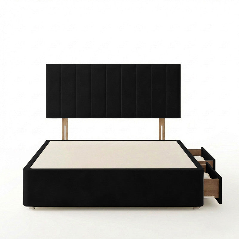 Portland Plush Velvet Divan Bed, Headboard