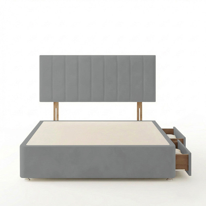 Portland Plush Velvet Divan Bed, Headboard
